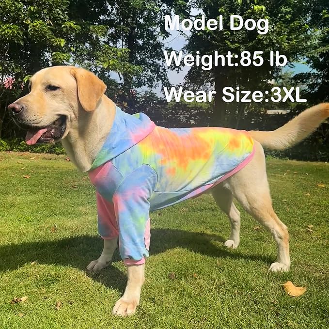 Dog Cotton Tie dye Hoodie Pink Pullover Sweatshirts Soft and Stretch Pets Clothes Hooded for Extra Large Large Dogs(Pink XL)
