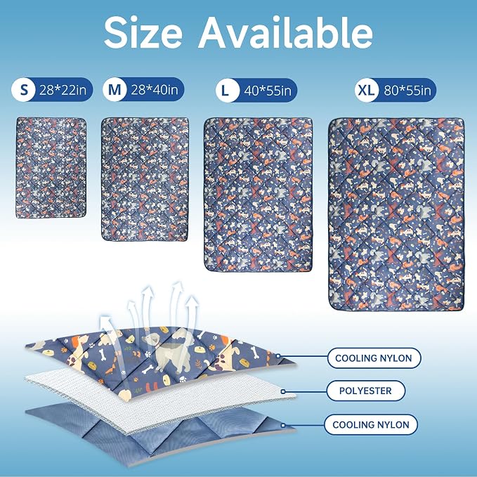 wegreeco Pet Dog Cooling Mat, Outdoor Dog Cooling Pad, Lightweight Bed Cooling Blanket for Dogs and Cats,Small Medium Large Puppy Cool Pad for Dogs,Cute S