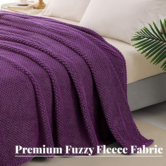 Whale Flotilla Extra Large Soft Fleece Throw Blanket for Couch | 50x70 Inch, Purple, Suitable for Sofa Chair Bed, Fluffy Fuzzy Jacquard Blankets for All Season, Lightweight and Cozy
