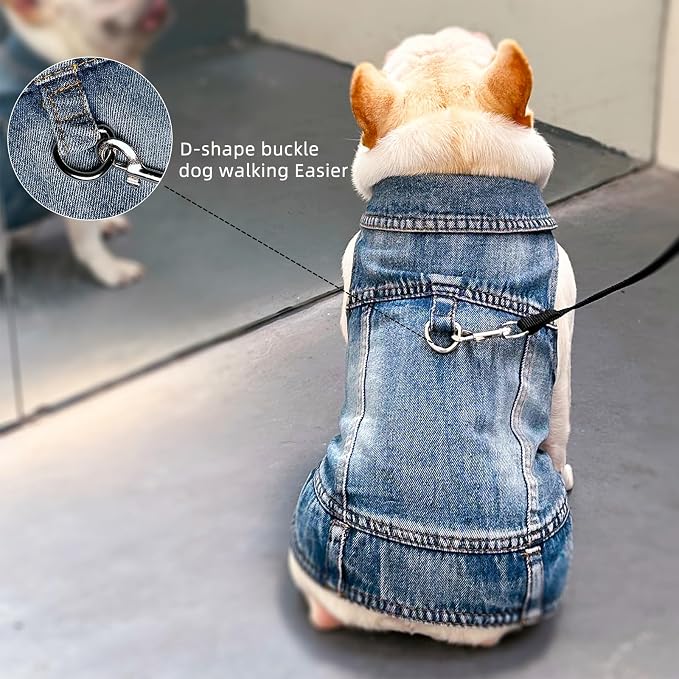 Dog Jean Jacket,Pet Blue Denim Coat,Puppy Costumes,Small Dogs Clothes(XS) | JcDuDoi Fashion Classic Overalls Cat Vintage Washed Vest Outfit Shirts Girl Male Boy