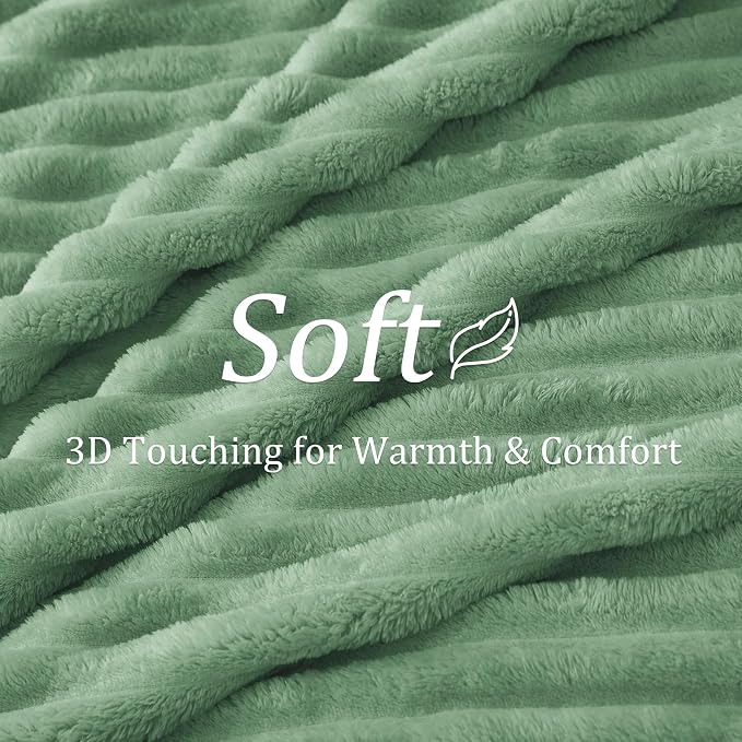 BEDELITE Striped Fleece Throw Blanket, Green, 50"x60" | 300GSM Microfiber Fleece, Soft Cozy, Lightweight Warm, Double-Sided Plush, Machine Washable, Gift, Room Decor, for Couch Sofa
