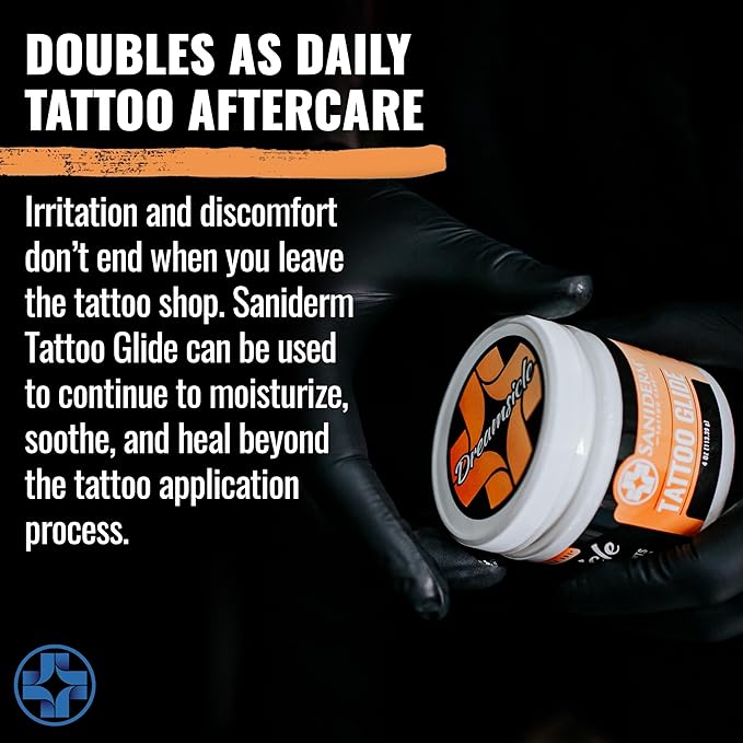 Saniderm Tattoo Glide (4 oz) – Dreamsicle, Naturally Scented with Orange and Vanilla Essential Oils, Made with Premium Ingredients – Use During and After the Tattoo Process – Soft, Whipped Texture
