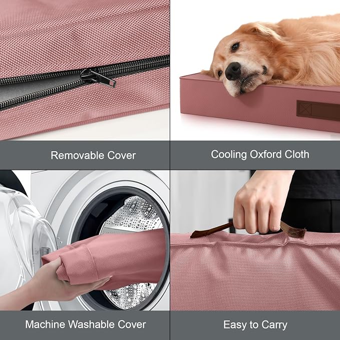 Large Waterproof Orthopedic Dog Bed with Egg Crate Foam | Fits 42x28 Crates, TPU Waterproof Layer, 1680D Washable Oxford Cover, Portable Handle, Indoor & Outdoor Use, Up to 80 lbs