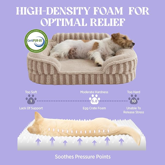 LE SURE Cute Cozy High Back Orthopedic Dog Beds Medium Size Dog,28" Hazel | Waterproof Pet Bed with Sides, Aesthetic Comfy Egg-Crate Foam Pet Couch Sofa, Removable Washable Cover, Non-Slip Bottom