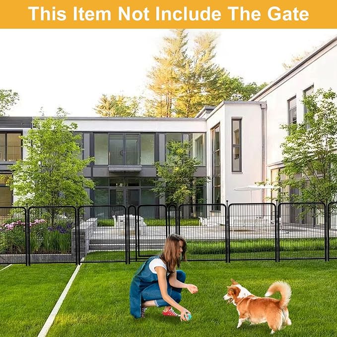 Getlay Garden Fence 40 Inch 14 Panels Without Gate, Total 31 Ft(L) Garden Fence for Yard and Dog, Black Dog Pen Wide Door, Metal Dog Pen Heavy Duty Pet Puppy Exercise Pen for Rv Camping
