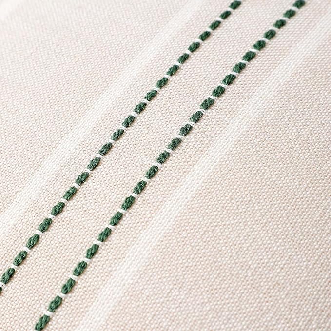 Hckot Stripe Throw Pillow Covers 26x26 Large Square Dark Green Pillow Cover | Farmhouse Decorative Pillows Textured Linen Euro Sham Cushion Covers for Sofa Couch Bed Living Room Decor
