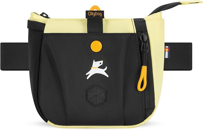 OllyDog Backcountry Day Bag | Dog Training Treat Pouch | Eco-Friendly Recycled Fabric Fanny Pack with Zipper Closure, Built-in Poop Bag Dispenser & Adjustable Waist Belt (Sol)