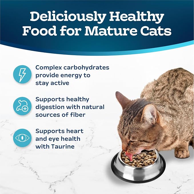 Blue Buffalo Tastefuls Chicken & Brown Rice Senior Dry Cat Food, 7 lb | Chicken & Brown Rice Recipe, For Cats 7 Years and Older, Antioxidant-Rich LifeSource Bits