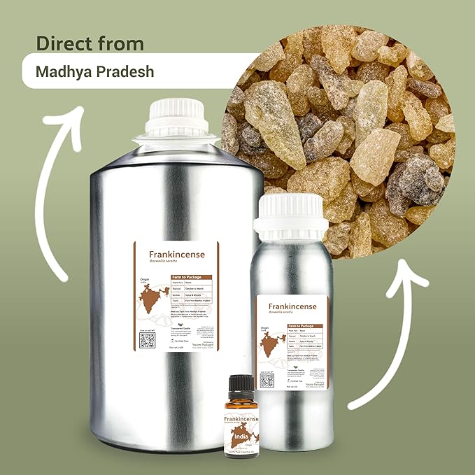 Frankincense Essential Oil - Direct from Madhya Pradesh, India - Pure Essential Oil for Diffusers and Aromatherapy | 100% Pure Therapeutic Grade Natural Aceite de Incienso (15ml)