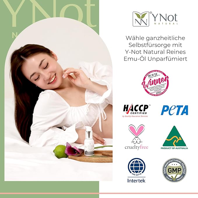 Y Not Natural Pure Emu Oil - Organic Moisture for Face, Body, Hair, Scalp & Nails - Rich in Omega 3-6-9, Vitamins & Essential Minerals - Australian Emu Oil (60ml) 2.03 fl oz - Lemon Myrtle