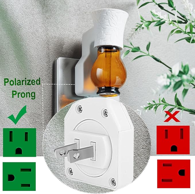 2-Set Blank Plug in Air Freshener Polarized Wall Plug Oil Diffuser for DIY Characteristic Home Scent from Natural Essential Oil, EO+Water, Fragrance Refill (White)