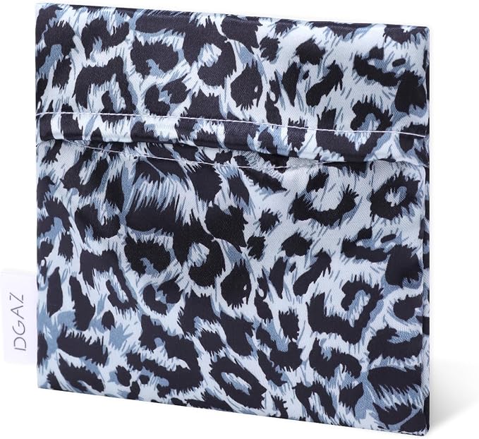 DGAZ Sanitary Napkin Storage Bag, Period Bag for Teen Aged Girls, Portable Period Bag for Panty Liners/Menstrual Cup/Small Tampons，Mini Makeup Bag for Purse(Leopard D)