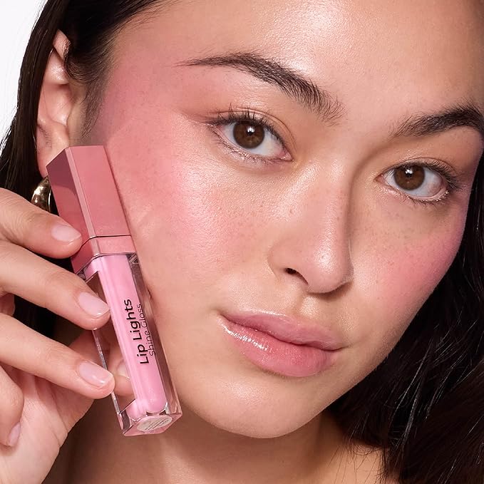 MCoBeauty - Lip Lights Shine Gloss - Nude Lip Gloss - High Shine Glass-Like Finish with Built-In LED Light & Mirror - Moisturizing Lightweight - Face Makeup