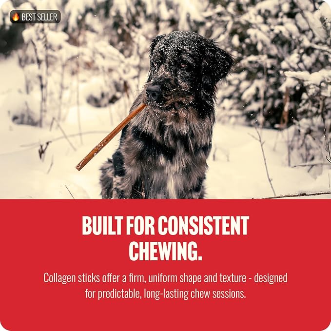 Natural Farm Odor-Free Collagen Chews, (12-Inch, 12-Pack), Long Lasting Bully Sticks & Rawhide Alternative Dog Treats, 95% Collagen, High Protein Best Dental Dog Treats – Medium & Large Dogs