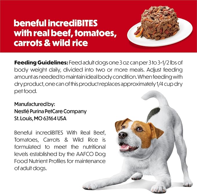 Purina Beneful Small Breed Wet Dog Food With Gravy, IncrediBites with Real Beef - (8 Packs of 3) 3 oz. Cans