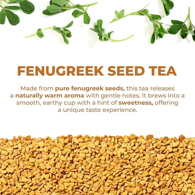 LeafLea Fenugreek Tea Bags, Pure Fenugreek Seed Herbal Infusion, 40 Count | 100% Pure Fenugreek Seeds, Fenogreco Tea, Nutty Maple-Like Flavor, Caffeine-Free, Vegan, Individually Foil-Wrapped