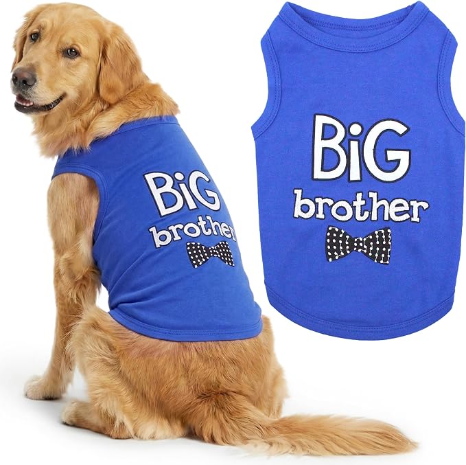 Parisian Pet Dog Shirt – 100% Cotton Shirts for Large Dogs – Blue Sleeveless Pet Clothes – Lightweight and Breathable Dog Apparel – Boy Big Brother Dogs Clothes - Stretchy Pet T Shirts