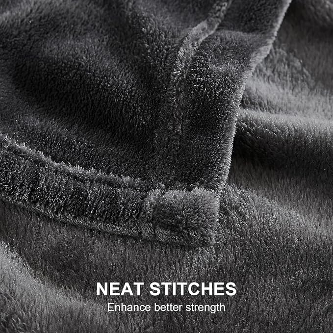 Hansleep Throw XL Dark Grey Fleece Blanket, Soft Flannel Bed Blanket | Fuzzy Cozy Blanket 50x70 Inches, Multi-use for Bed, Sofa, Couch, Travel, Camping, All Season Warm Lightweight Cover