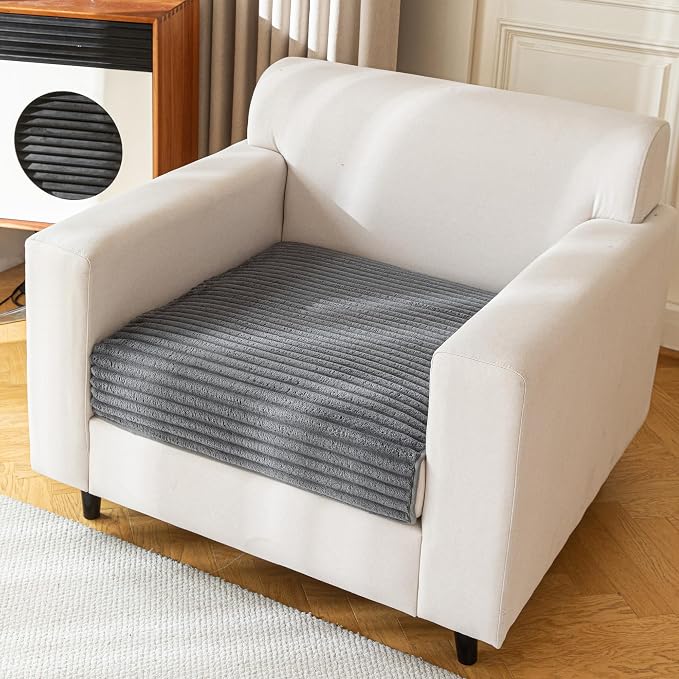 MYSKY HOME 100% Waterproof Couch Cover, Chair Cover for Dogs Washable, Non Slip Couch Headrest Covers Pet Friendly, Sofa Covers Furniture Protector, Dog Bed Cover, Dark Grey, 35"x35"