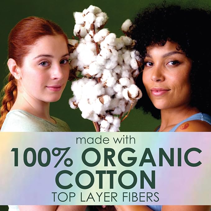 Liners for Women, Organic Cotton Top Layer, Regular Coverage, Pantiliners Made Without Synthetic Pesticides and Fragrances, Hypoallergenic and Gentle on Skin, 60 Count