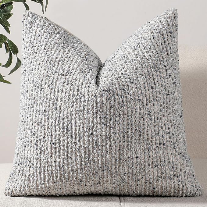 20x20 Blue Throw Pillow Cover Textured Boucle Striped Chic Morden Boho Accent Farmhouse Square Decorative Couch Pillow Cover for Home Decor Bed Sofa Living Room