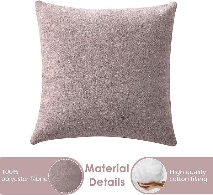 BEEY Throw Pillows with Inserts Included, 16x16 Inches Sofa Square Throw Pillows for Sofa Couch, A Pack of 2 Polyester Decorative Pillow Covers with Inserts for Living Room, Bedroom, Office (Flaxen)
