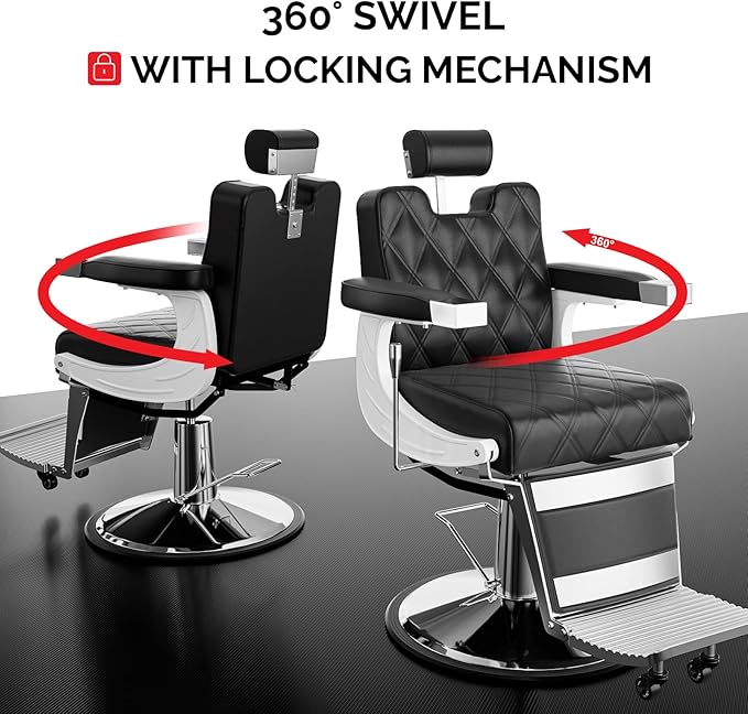 OmySalon Vintage Barber Chair Heavy Duty Professional Salon Chair for Hair Stylist, Reclining All Purpose Chair Hydraulic, Barbershop Beauty Spa Styling Tattoo Shampoo Equipment