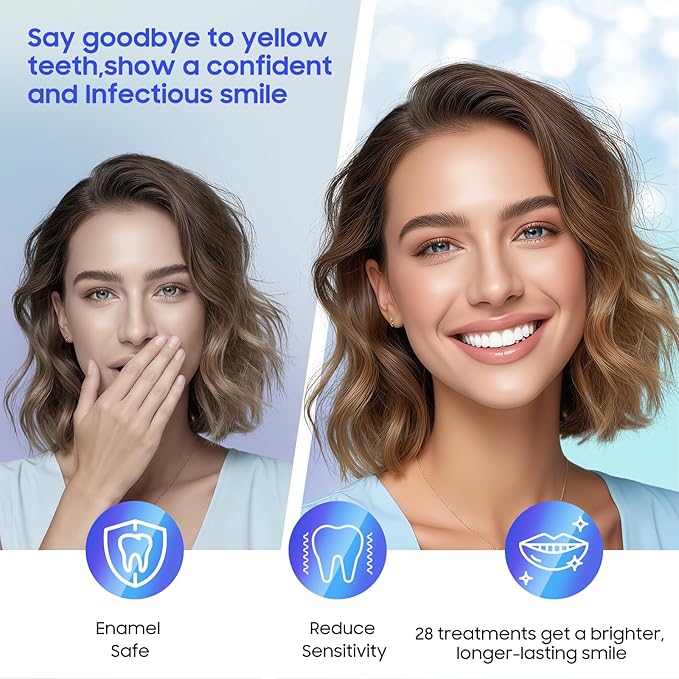 luanerl Teeth Whitening Strips 56 Strips - 28 Treatments,Peroxide & Sensitivity Free,Enamel Safe with Soothing Natural Ingredients for Deep Stains Removal