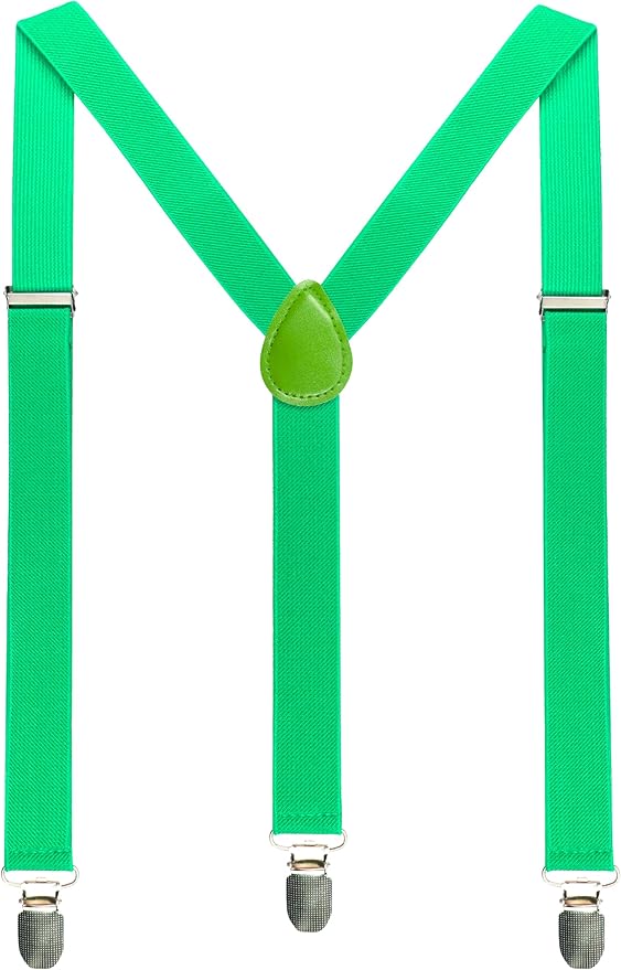 JEMYGINS Solid Color Mens Suspender with 3 Strong Clips Adjustable Braces