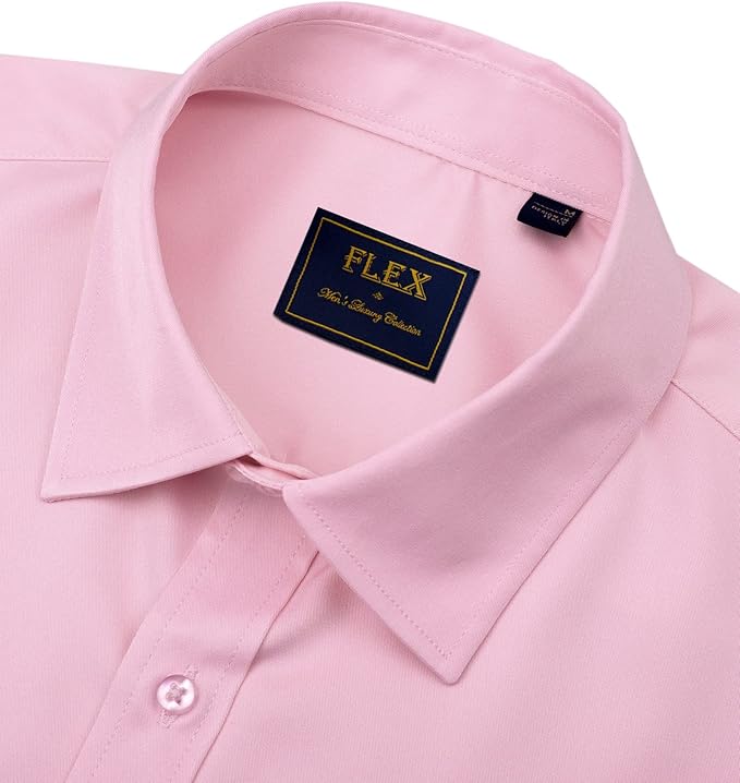 J.VER Men's Dress Shirts Solid Long Sleeve Stretch Wrinkle-Free Formal Shirt Business Casual Button Down Shirts