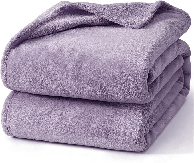 Hansleep Twin Fog Purple Fleece Blanket, Soft Flannel Bed Blanket | Fuzzy Cozy Blanket 60x80 Inches, Multi-use for Bed, Sofa, Couch, Travel, Camping, All Season Warm Lightweight Cover