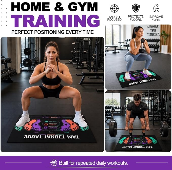 Squat Mat with Foot Position,Non-Slip Workout Mat for Squats & Leg Exercises, Improves Muscle Activation & Knee Support, Home Gym Fitness Mat,30 * 13.8"inch Squat Pad