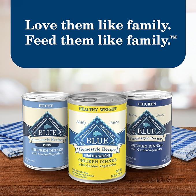 Blue Buffalo Homestyle Recipe Natural Adult Healthy Weight Wet Dog Food, Chicken 12.5-oz can, 12 Count (Pack of 2)