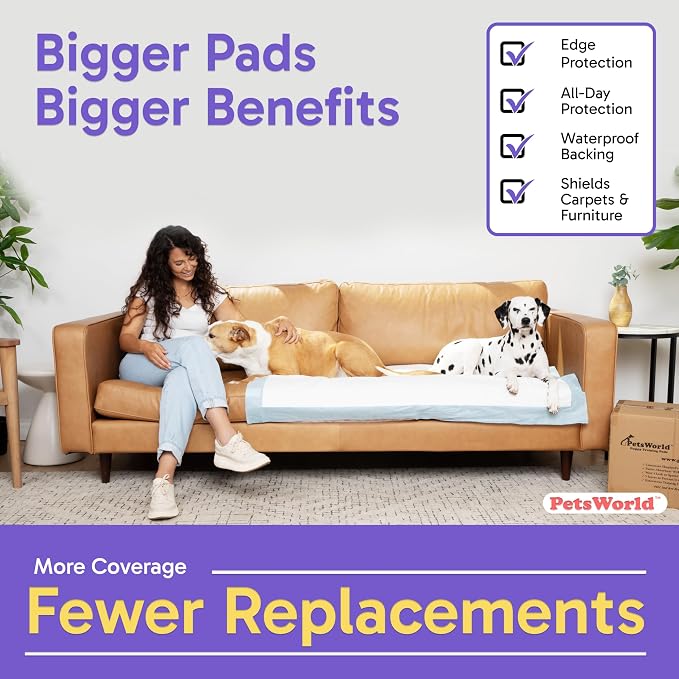 Pee Pads for Dogs 37x54 Fresh Scented | Dog Training Pads 50 Count | Fresh scented, 37x54 in, XXXL, 50 pack, 5-layer leak-proof, waterproof backing, adhesive tabs, giant breeds