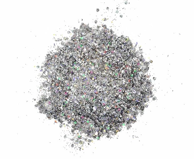MARBLERS Mixed Shaped Face & Body Glitter [Gray] 0.18oz (5g) | Chunky | Chopped | Flake | Non-Toxic | Vegan | Cruelty-Free | Festival, Rave & Party Makeup | Eye, Hair, Nail Polish, Eyeshadow