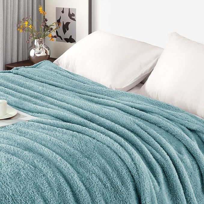 Exclusivo Mezcla Fleece Throw Blanket for Couch and Sofa, 50" x 60" | Super Soft and Cozy Fluffy Blanket for Women, Lightweight and Fuzzy Throw for Home Decor, All Season, Slate Blue