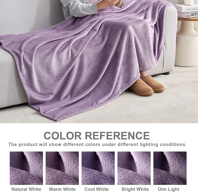 Hansleep Queen Fog Purple Fleece Blanket, Soft Flannel Bed Blanket | Fuzzy Cozy Blanket 90x90 Inches, Multi-use for Bed, Sofa, Couch, Travel, Camping, All Season Warm Lightweight Cover