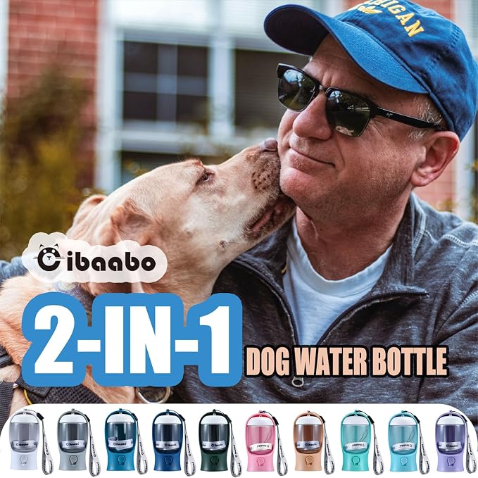 Cibaabo Dog Water Bottle Portable with Food Container & Filter for Travel | Feeding & Hydration | Travel Puppy Water Bowl | Portable Pet Dispenser | Girl Dog Accessories | for Hiking Camping Beach