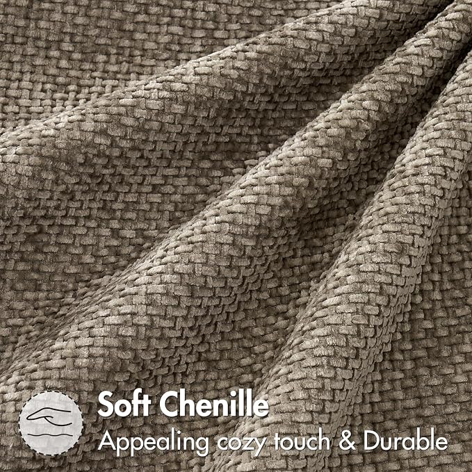 MIULEE Decorative Lumbar Throw Pillow Covers 12x20 in Neutral Khaki 2 Pack | Modern Boho Accent, Soft Chenille Pillow Covers, Farmhouse Cushion Cases for Couch Bed Sofa Living Room Home Decor