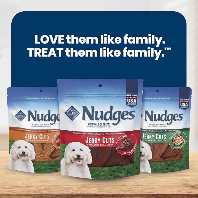 Blue Buffalo Nudges Jerky Cuts Steak Dog Treats, 16 oz | Real Beef First, Made in the USA, For All Breed Sizes, No Artificial Preservatives