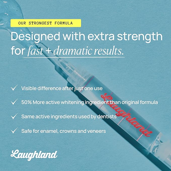 Laughland Super Strength Teeth Whitening Gel 3 Pack, Tooth Whitener, 11% Hydrogen Peroxide, Glycerin, Aloe Vera & Mint, at Home Dental Care, Travel Friendly, 6 Treatments