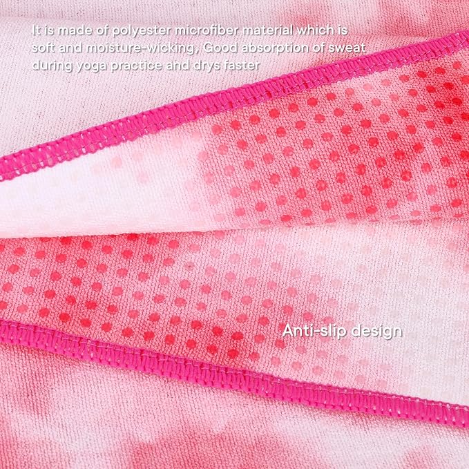 Yoga Towels, Non Slip Hot Yoga Mat Towel with Grip Dots,Super-Absorbent Soft Microfiber Yoga Blanket for Pilates, Fitness and Workout 72inch x 24inch
