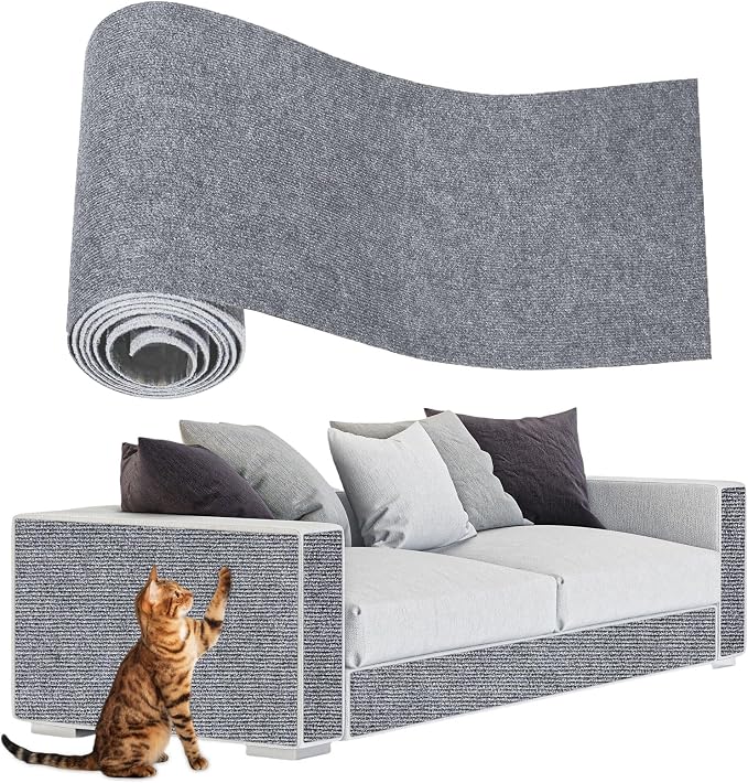 ENONCI 78.7x15.8 Cat Scratch Pad, Furniture Protector for Couch Corners | Trimmable, No-Shedding Cat Scratch Pad with Self-Adhesive Backing for Climbing, Protects Walls, Carpet and Couch
