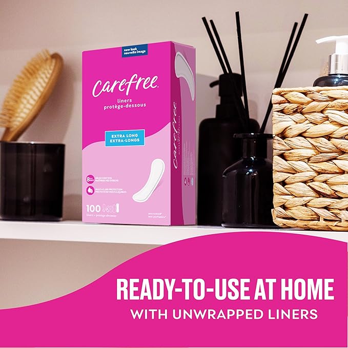 Carefree Panty Liners, 120ct, Pack of 2 | Regular | Unwrapped | Unscented