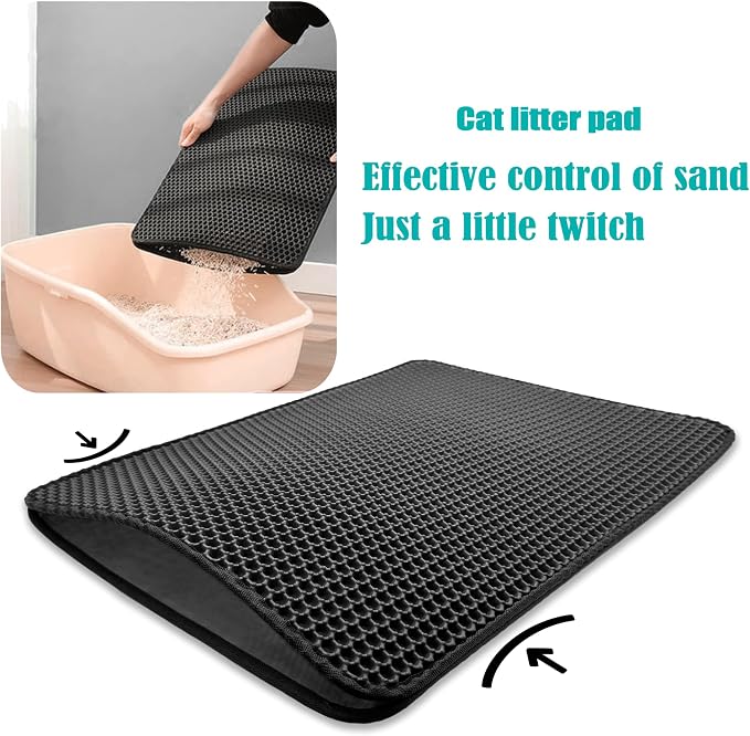 HTTMT- (20x15.7 inch) Pet Supplies Cats Litter & Housebreaking 40X50 Black Cat litter Mat Double Layer Pad Trapper Folding Pad EVA Foam Rubber