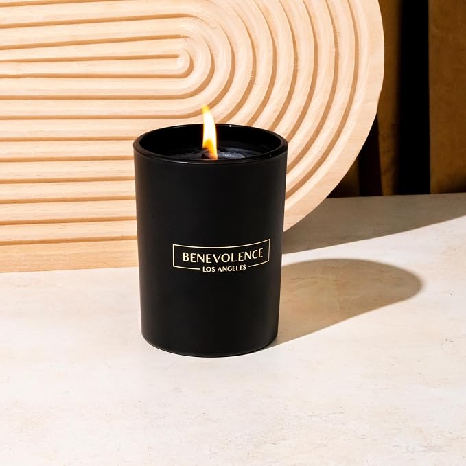 Benevolence LA Premium Charcoal Scented Candle – Long-Lasting, 45-Hour Burn – Luxury Black Wax Soy Candle for Home – Aromatherapy & Room Decor – 10oz
