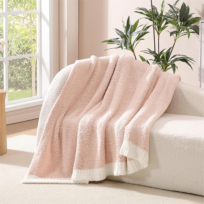 Soft Twin Blanket for Bed-Cozy Warm Reversible Knitted Blankets | Lightweight Fluffy Decor for Women, Mom, Her & Girls, Sofa, Chair, Couch, 60x80in,Cationic Dyeing Pink