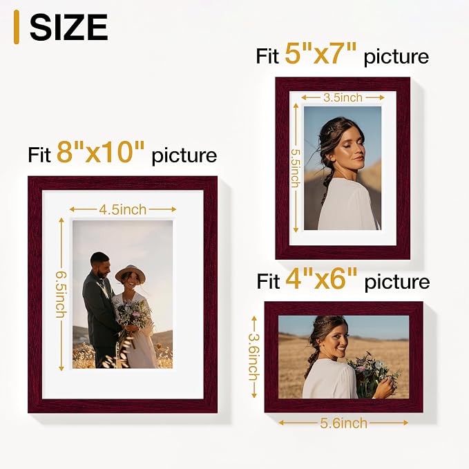 Vittanly 15 Pack Picture Frames Collage Wall Decor, Wall/Tabletop Display | Cherry Red, Multi-Size Gallery Wall Frame Set: 3pcs 8x10, 6pcs 5x7, 6pcs 4x6. Picture Frame Set for Family