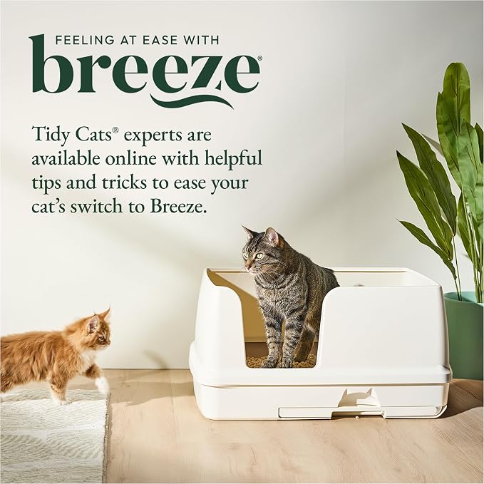 Purina Tidy Cats Breeze Litter Box System Kit with Pellet Cat Litter, XL Litter Box and Litter Box Pads