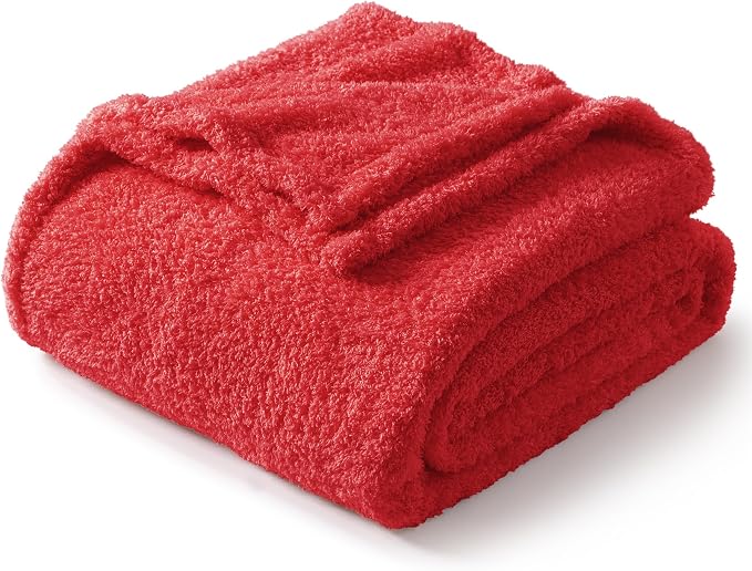 Exclusivo Mezcla Fleece Bed Blankets Queen Size for Bed, 90" x 90" | Super Soft and Cozy Fluffy Blanket for Women, Lightweight and Fuzzy Bedding for Bedroom , All Season, Red